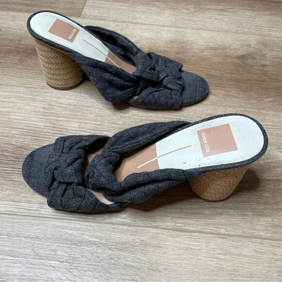 Dolce Vita Women's Denim/Rope Block Heel Jene Double Knot Slip On Sandals sz 8 - Picture 5 of 7